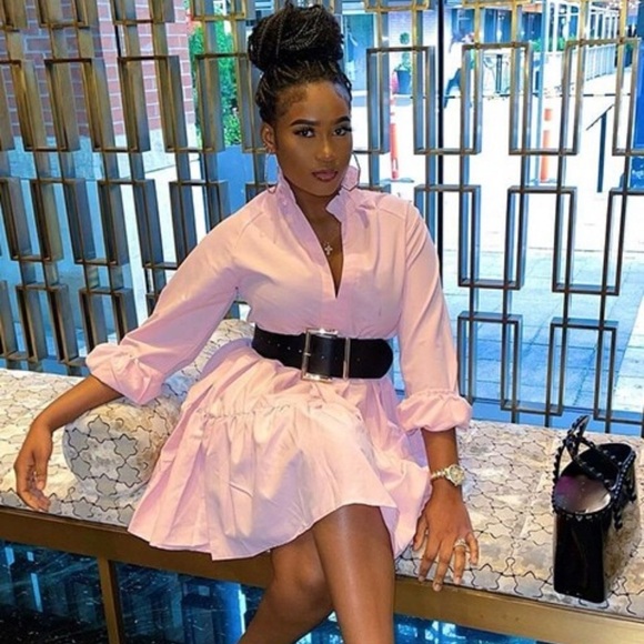 Neck Smock Burgundy Long Sleeve Dress - Picture 5 of 7